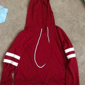 red cropped sweatshirt